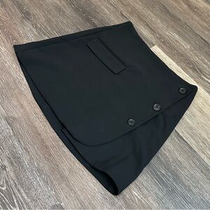 A New Day Black Button Front Wrap Mini Skirt Size 6